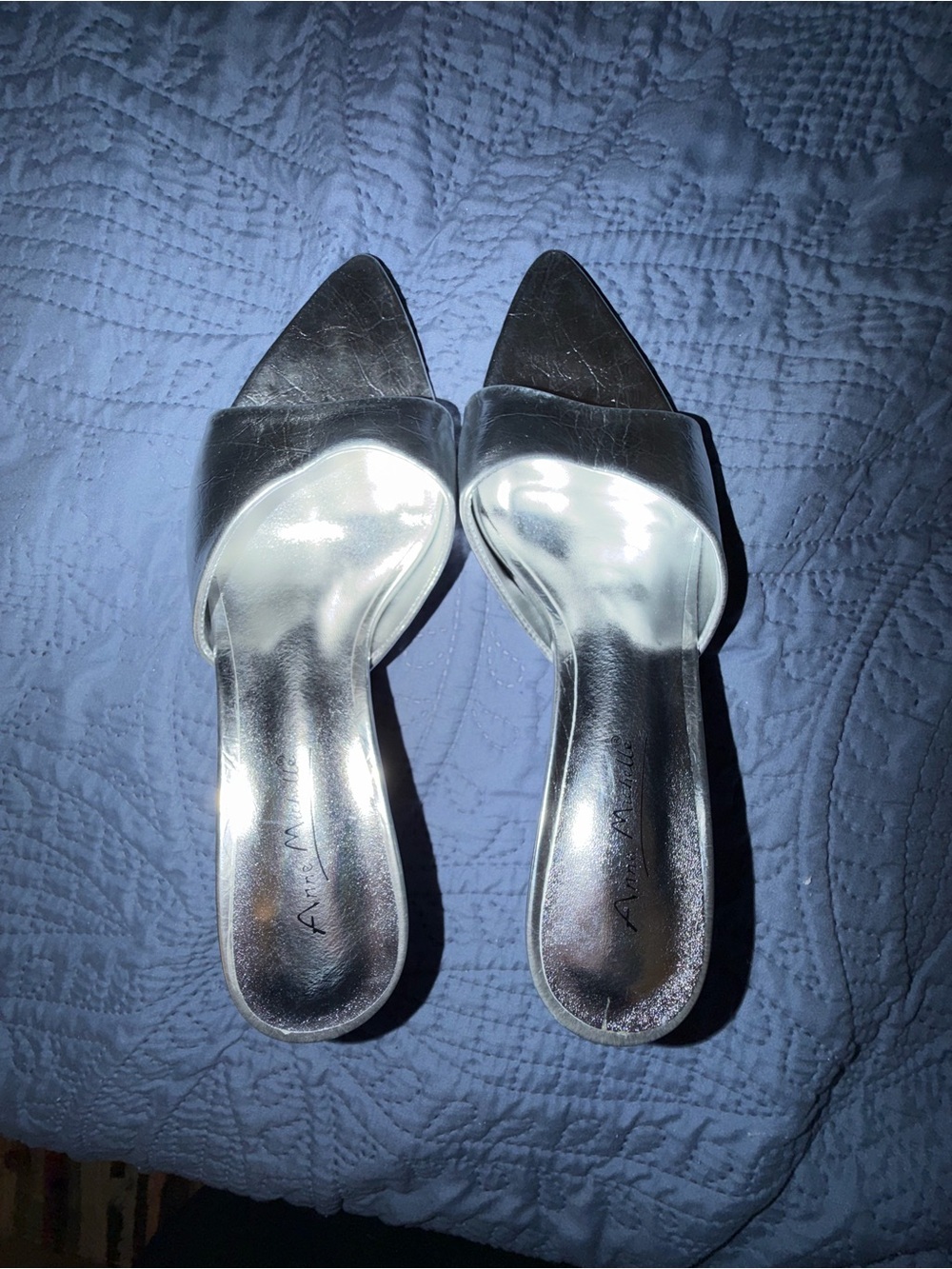 Black Pointed Toe Slide Heels - Women